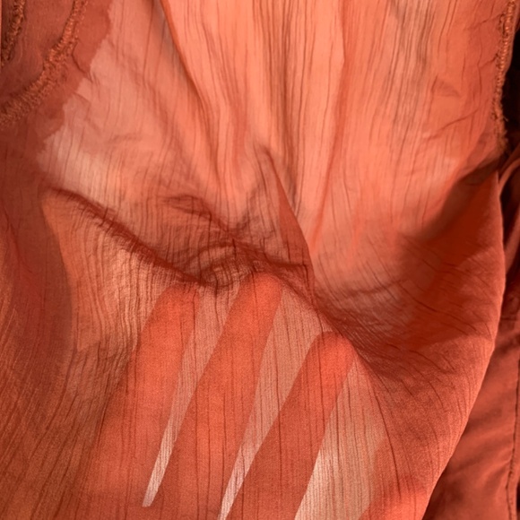 Forever That Girl Medium Copper Ruffled Blouse Romantic Bohemian Sheer Boho S - Picture 15 of 16